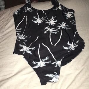 Palm tree low cut one piece bathing suit!!!